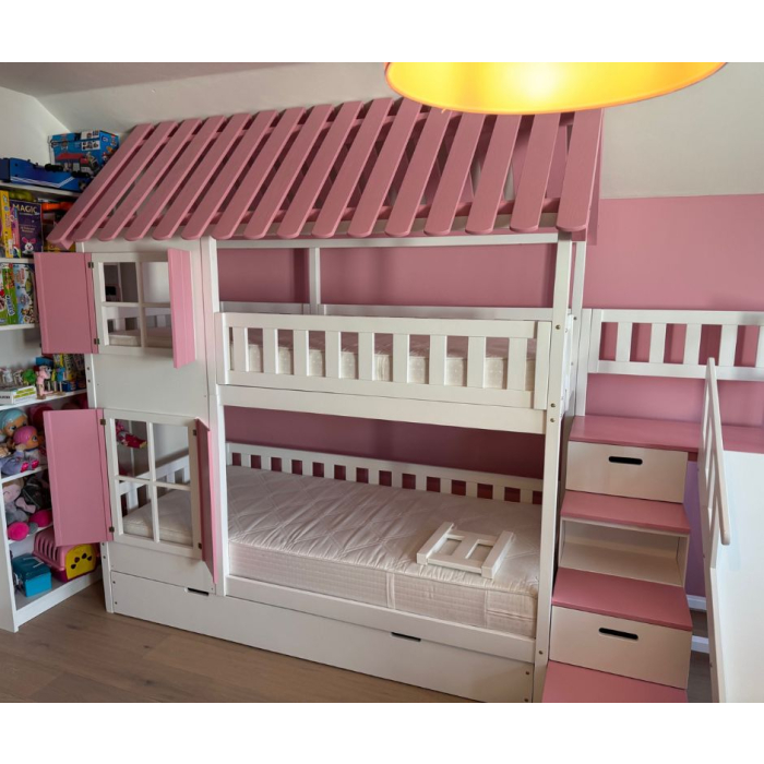 Spiel-Etagenbett mit Treppe und Rutsche für Geschwisterkinder in Graz